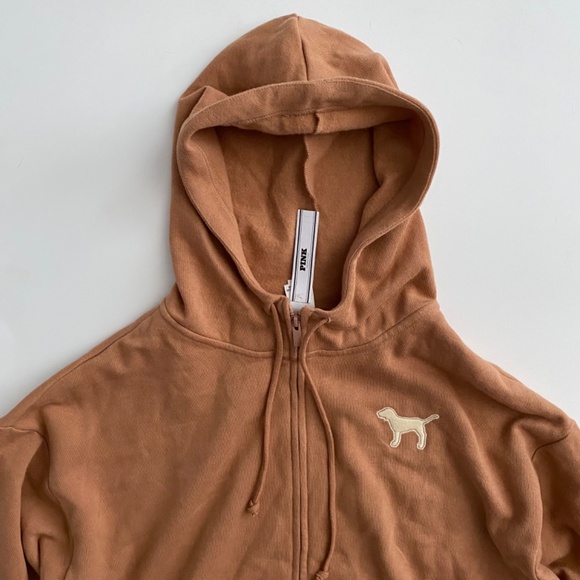 PINK Victoria's Secret Sweatshirt Hoodie Hooded Sweater Full Zip Embroidered Dog - Picture 2 of 3